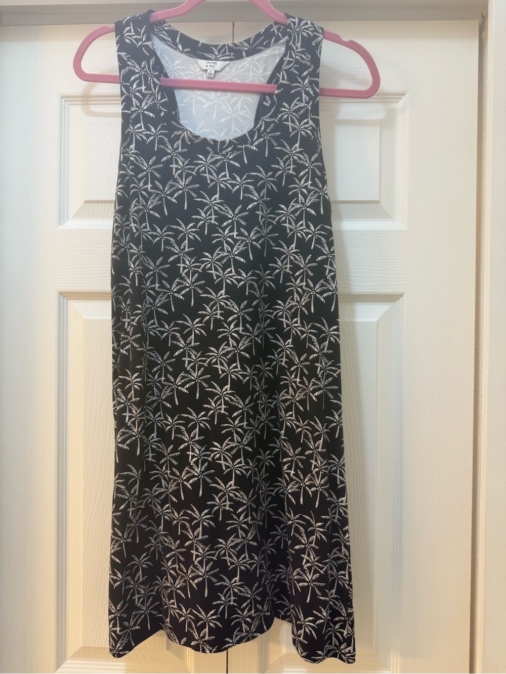 crown & ivy Black Dress with White Palm Print